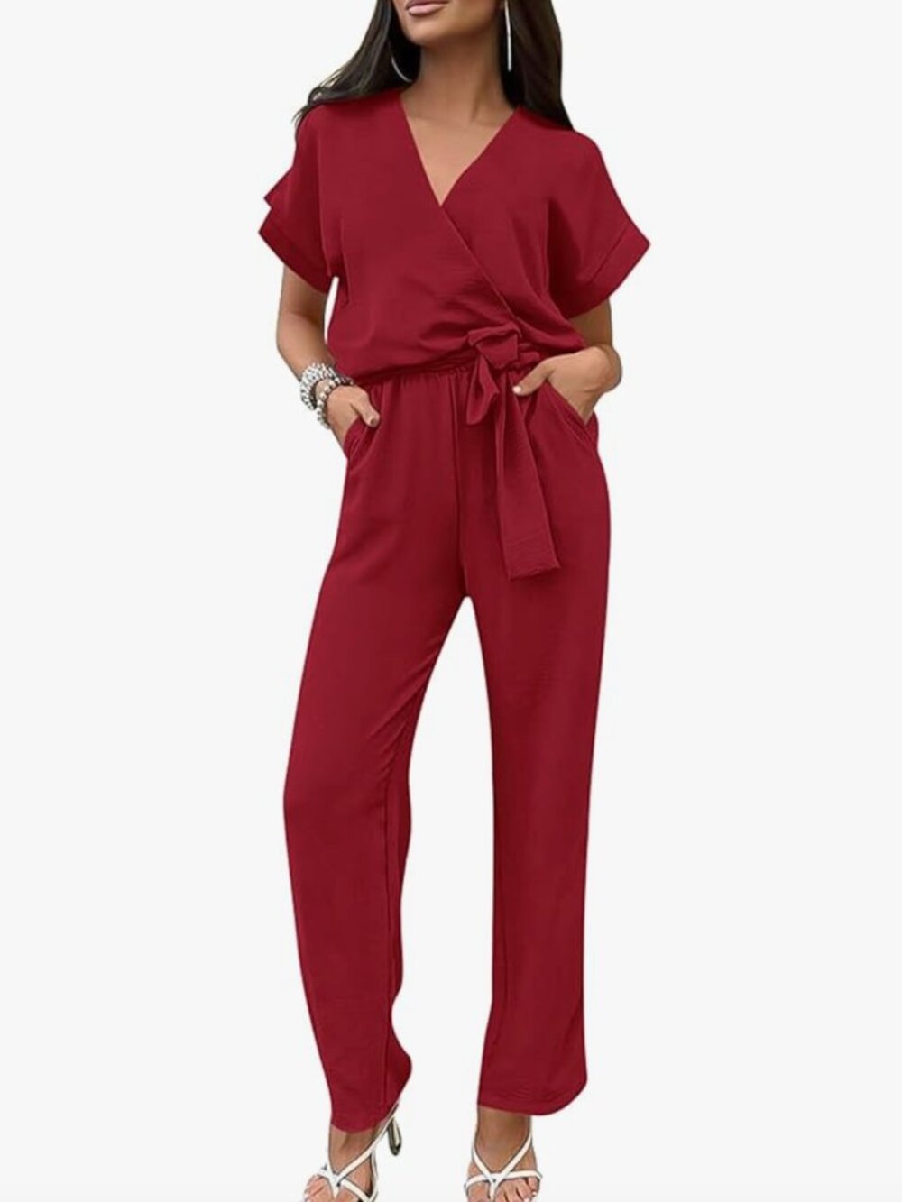 Worn Once! Like New! Red Wide Leg Romper - Size Small